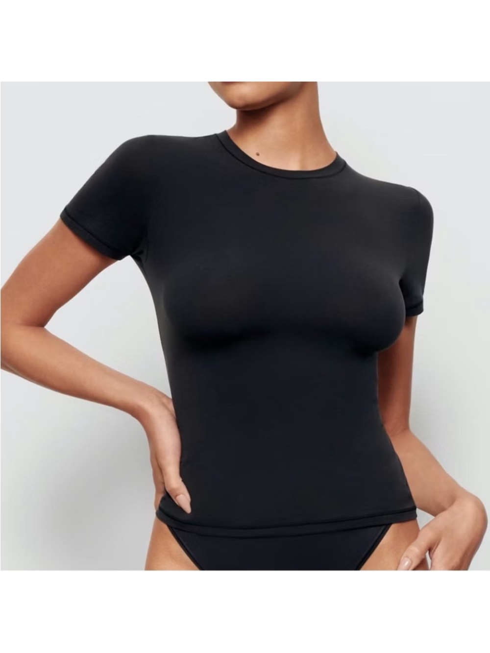 SKIMS Black Short Sleeve Crew Tee